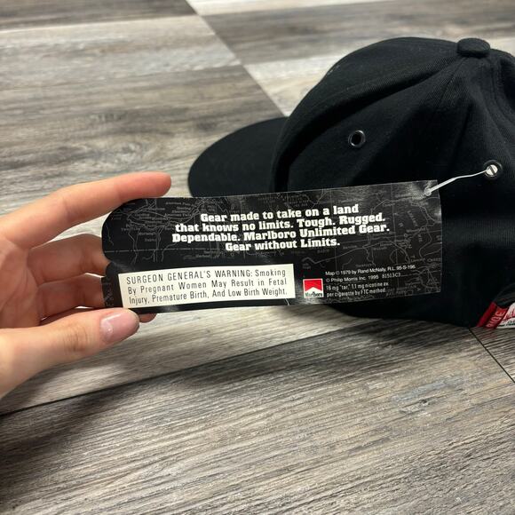 NWT Vintage 90s Marlboro Unlimited Gear Red Black OS Strapback Hat Cap Deadstock - Picture 7 of 8